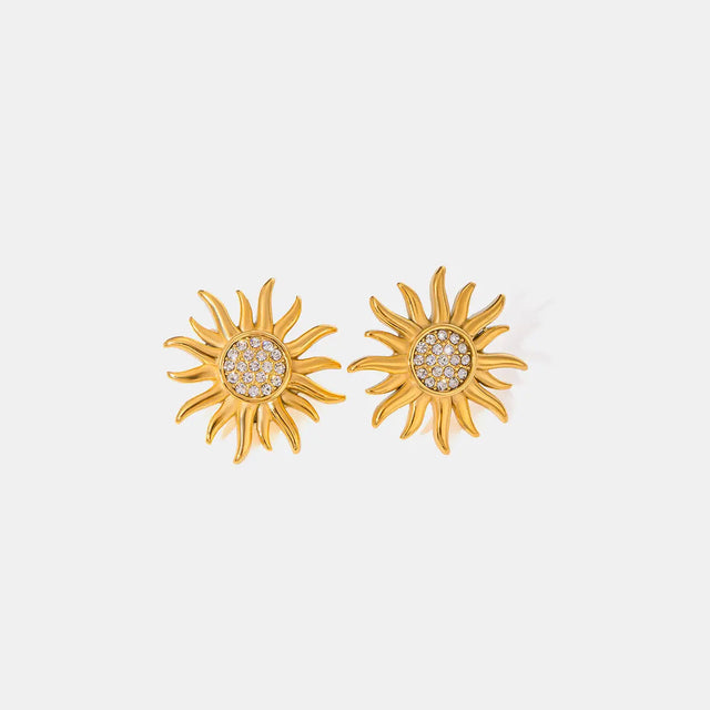 Stainless Steel Inlaid Rhinestone Sun Shape Stud Earrings Trendsi Hanalas