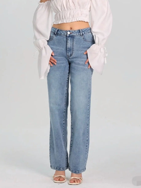 Straight Jeans with Pockets Trendsi Hanalas