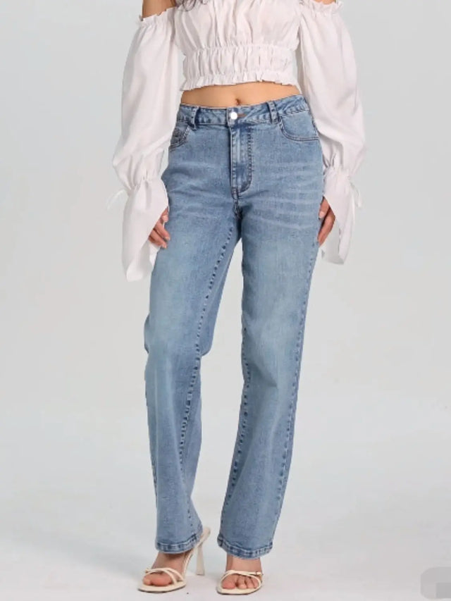 Straight Jeans with Pockets Trendsi Hanalas