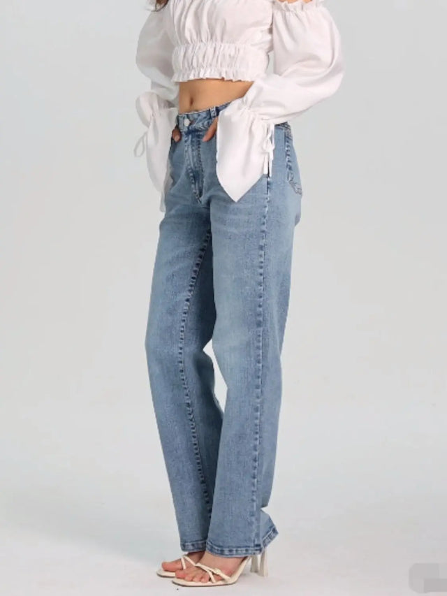 Straight Jeans with Pockets Trendsi Hanalas