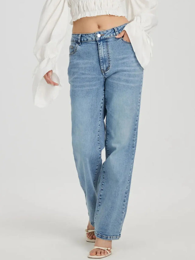 Straight Jeans with Pockets Trendsi Hanalas