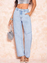 Straight Leg Jeans with Pockets Trendsi Hanalas