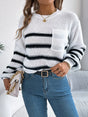 Striped Round Neck Long Sleeve Sweater Trendsi Hanalas