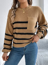 Striped Round Neck Long Sleeve Sweater Trendsi Hanalas