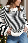 Striped Round Neck Long Sleeve Sweater Trendsi Hanalas