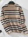 Striped Round Neck Long Sleeve Sweater Trendsi Hanalas