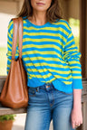 Striped Round Neck Long Sleeve Sweater Trendsi Hanalas