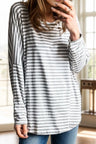 Striped Round Neck Long Sleeve Top Trendsi Hanalas