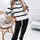 Striped Round Neck Long Sleeve Top and Pants Set | Hanalas