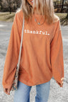 THANKFUL Round Neck Long Sleeve Sweatshirt Trendsi Hanalas