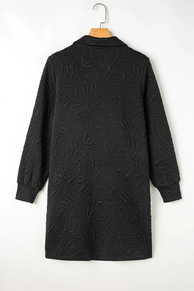 Texture Quarter Zip Long Sleeve Mini Dress Trendsi Hanalas