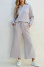 Textured Long Sleeve Top and Drawstring Pants Set Trendsi Hanalas