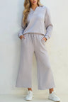 Textured Long Sleeve Top and Drawstring Pants Set Trendsi Hanalas