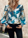 Tie-Dye V-Neck Long Sleeve Blouse Trendsi Hanalas