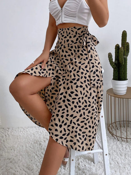 Tied Slit Printed Skirt | Hanalas