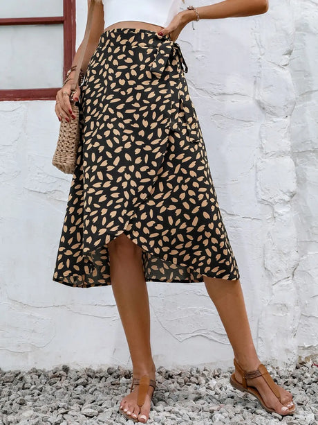 Tied Slit Printed Skirt | Hanalas