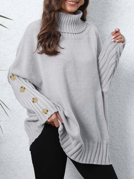 Turtleneck Long Sleeve Sweater Trendsi Hanalas