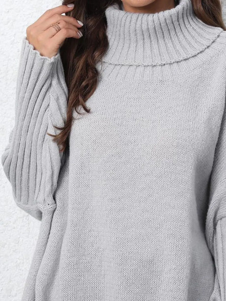 Turtleneck Long Sleeve Sweater Trendsi Hanalas