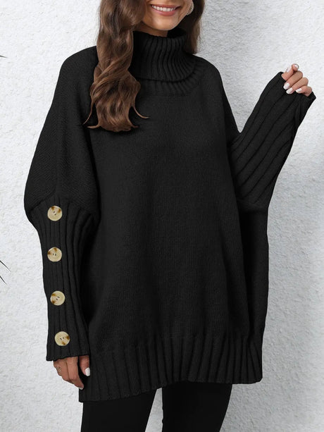 Turtleneck Long Sleeve Sweater Trendsi Hanalas