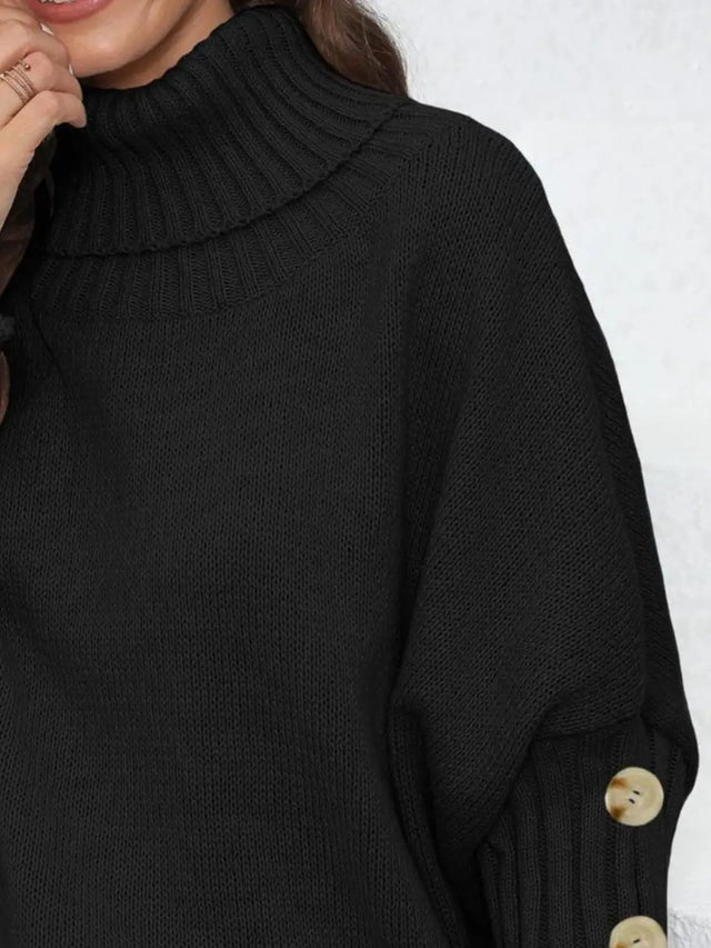 Turtleneck Long Sleeve Sweater Trendsi Hanalas