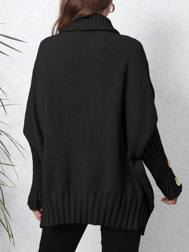 Turtleneck Long Sleeve Sweater Trendsi Hanalas