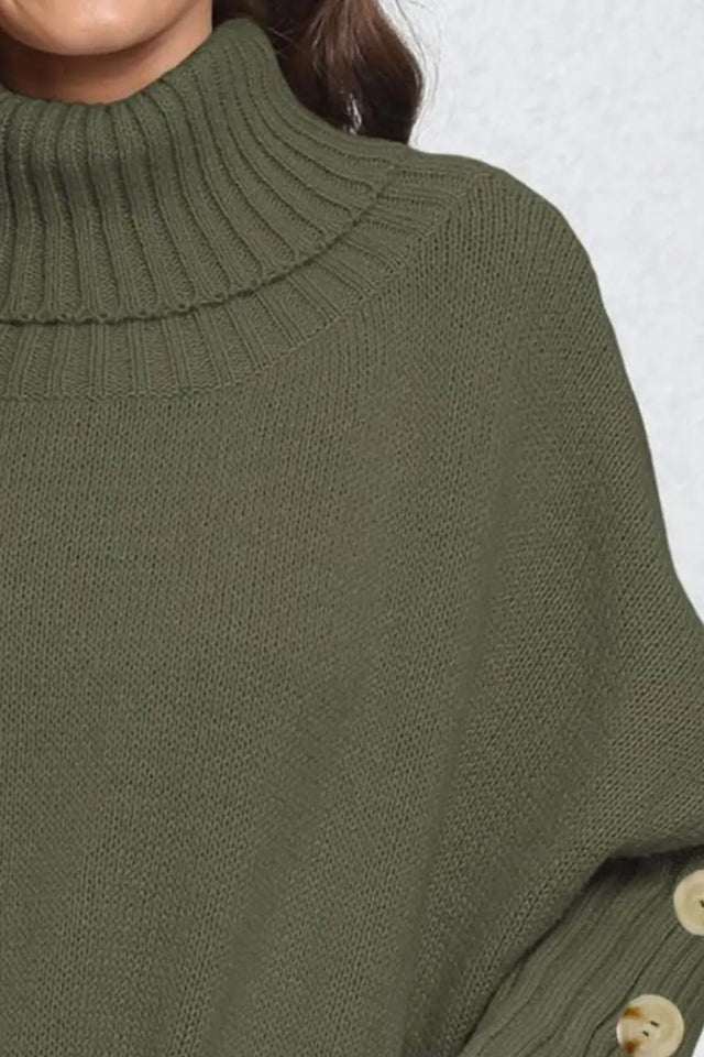 Turtleneck Long Sleeve Sweater Trendsi Hanalas