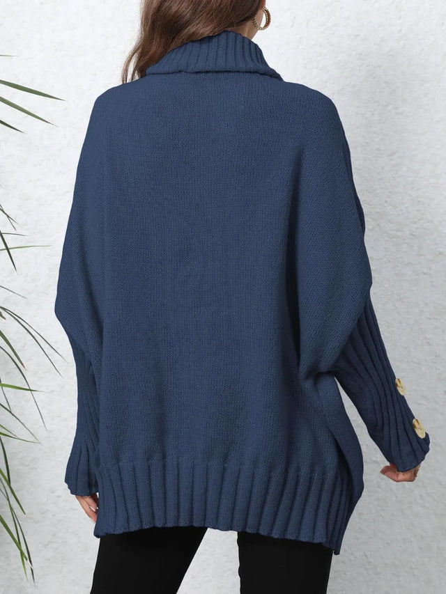 Turtleneck Long Sleeve Sweater Trendsi Hanalas