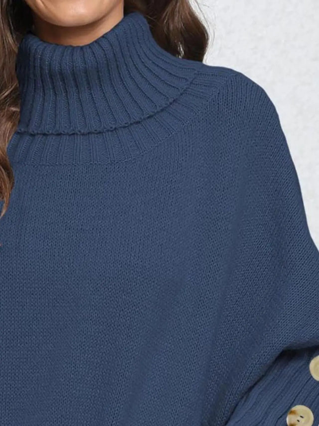 Turtleneck Long Sleeve Sweater Trendsi Hanalas