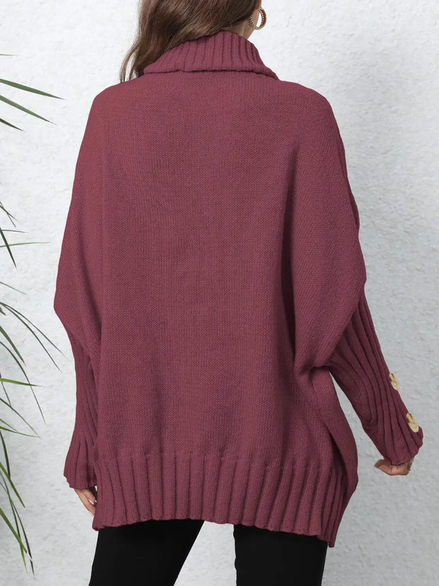 Turtleneck Long Sleeve Sweater Trendsi Hanalas