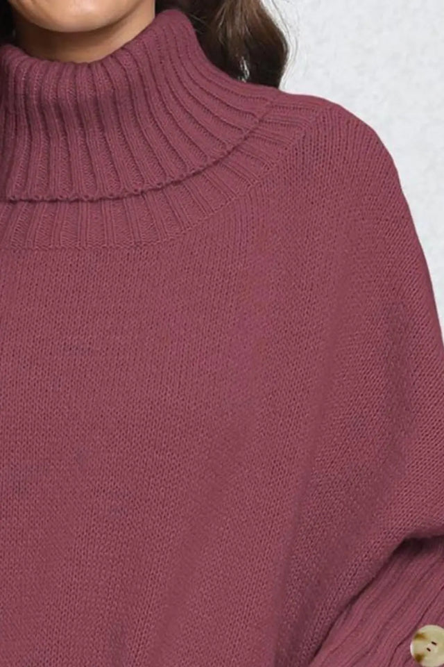 Turtleneck Long Sleeve Sweater Trendsi Hanalas