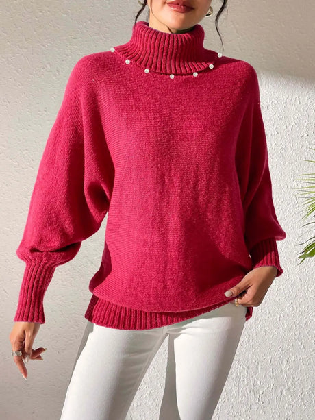 Turtleneck Long Sleeve Sweater Trendsi Hanalas