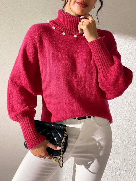 Turtleneck Long Sleeve Sweater Trendsi Hanalas