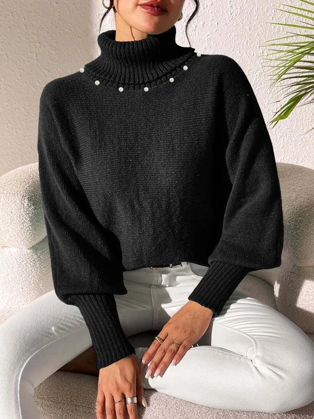 Turtleneck Long Sleeve Sweater Trendsi Hanalas