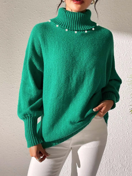 Turtleneck Long Sleeve Sweater Trendsi Hanalas