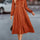V-Neck Balloon Sleeve Midi Dress | Hanalas