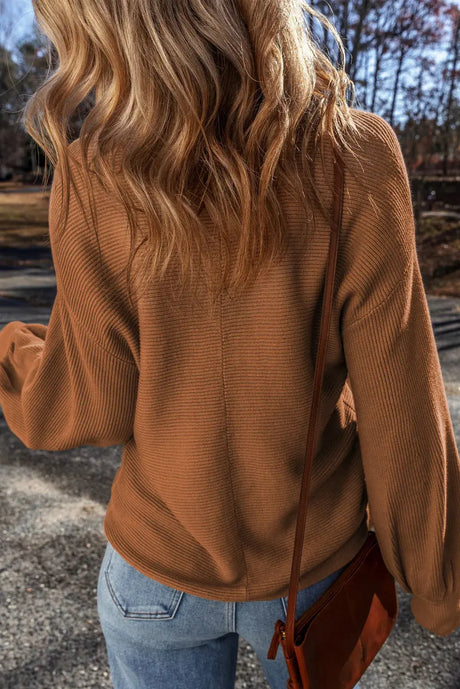 V-Neck Dropped Shoulder Long Sleeve Sweater Trendsi Hanalas