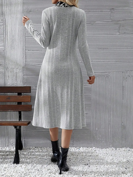 V-Neck Long Sleeve Midi Dress Trendsi Hanalas