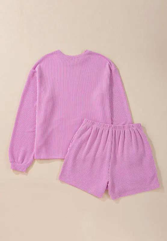 Valentine’s Day XOXO Heart Sequin Corded Long Sleeve Top and Shorts Set | Hanalas