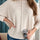 Waffle-Knit Slit Round Neck Long Sleeve Top Trendsi Hanalas