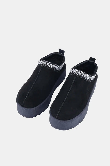 Weeboo Platform Embroidered Trim Slip-On Boots Trendsi Hanalas