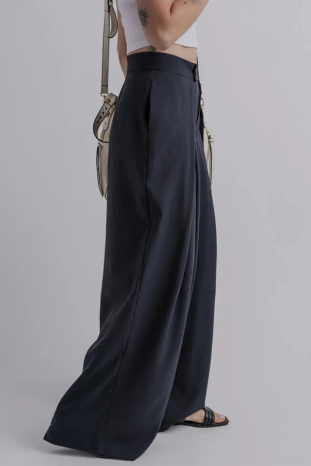 Wide Leg Pants with Pockets Trendsi Hanalas