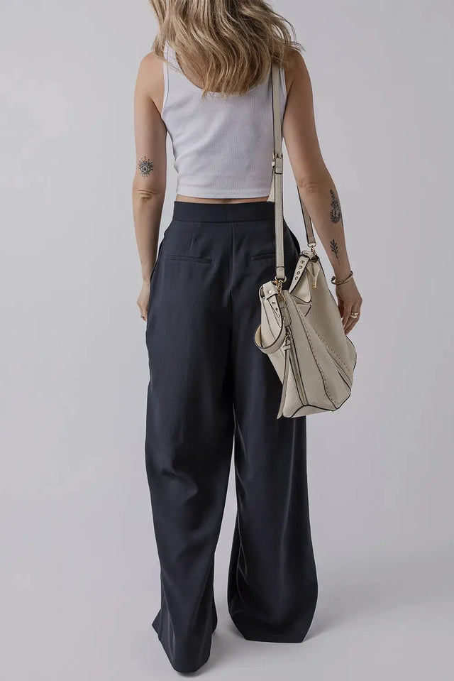 Wide Leg Pants with Pockets Trendsi Hanalas