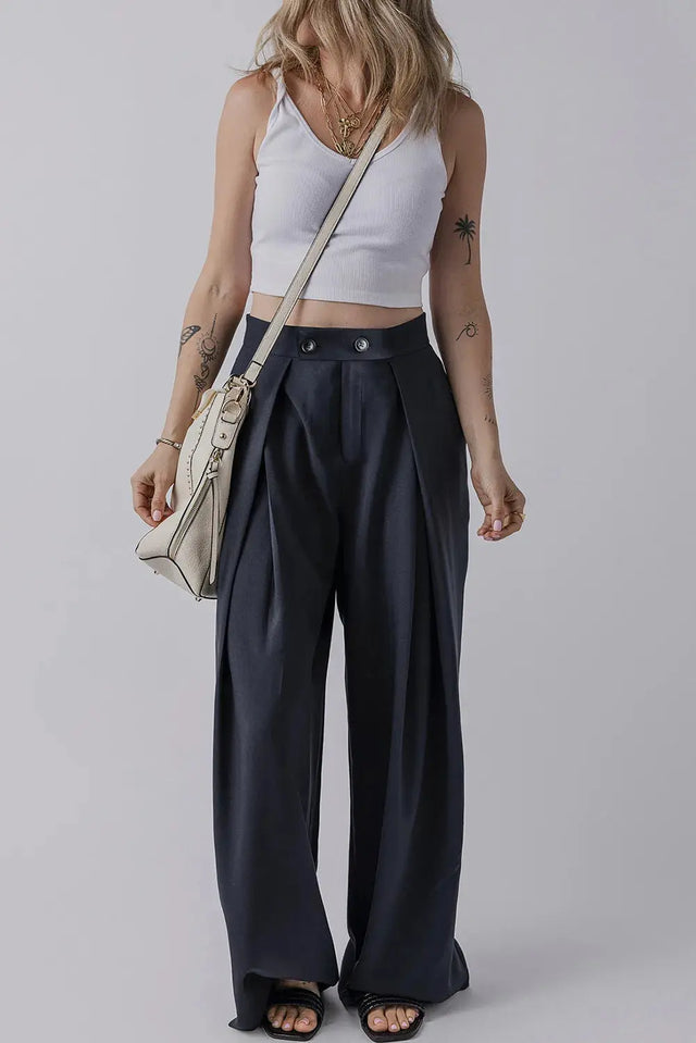 Wide Leg Pants with Pockets Trendsi Hanalas