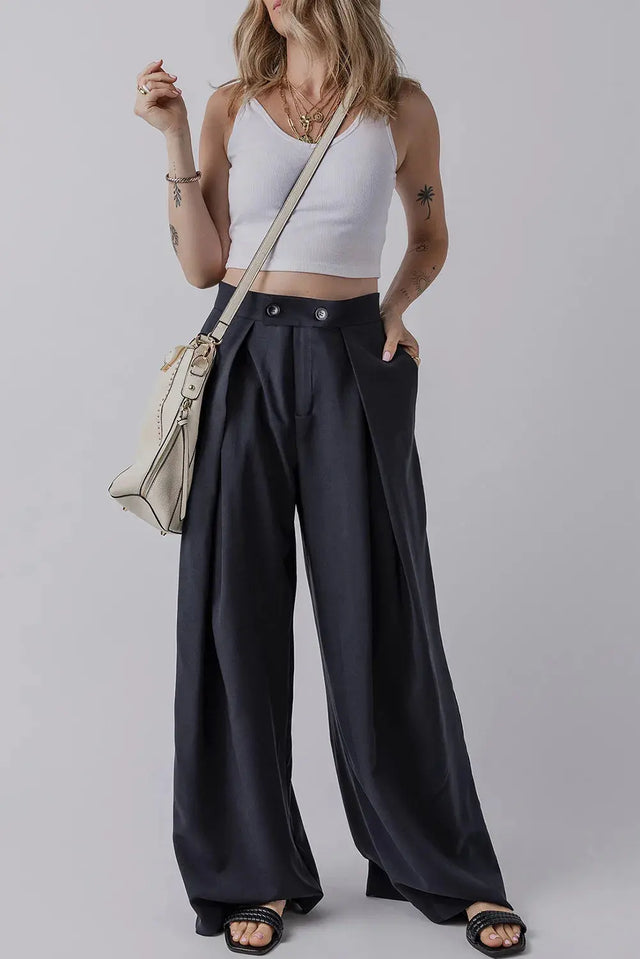 Wide Leg Pants with Pockets Trendsi Hanalas