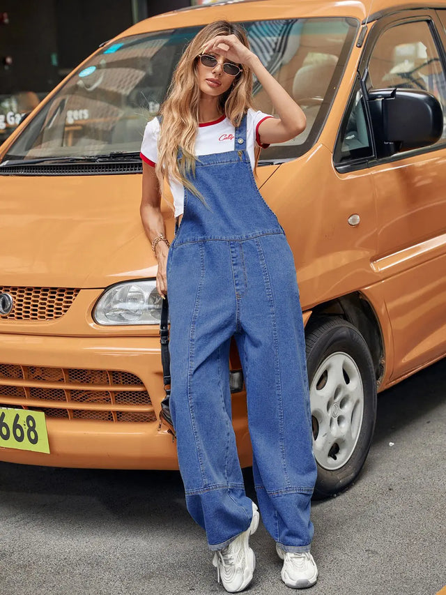 Wide Strap Wide Leg Denim Overalls Trendsi Hanalas