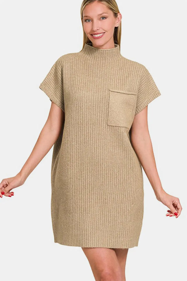 Zenana Short Sleeve Sweater Mini Dress | Hanalas