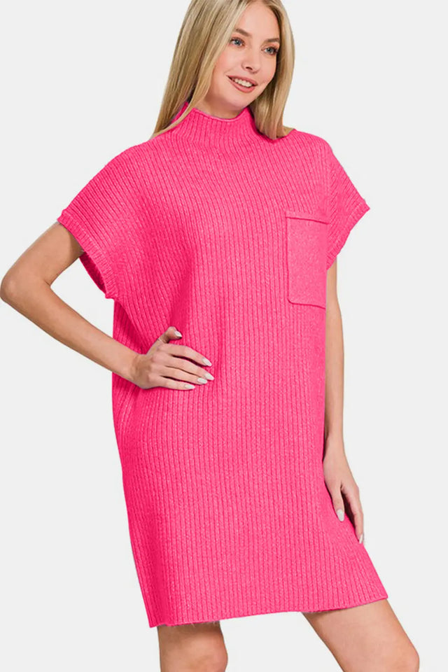 Zenana Short Sleeve Sweater Mini Dress | Hanalas