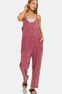 Zenana Washed Spaghetti Straps Overalls with Pockets Trendsi Hanalas