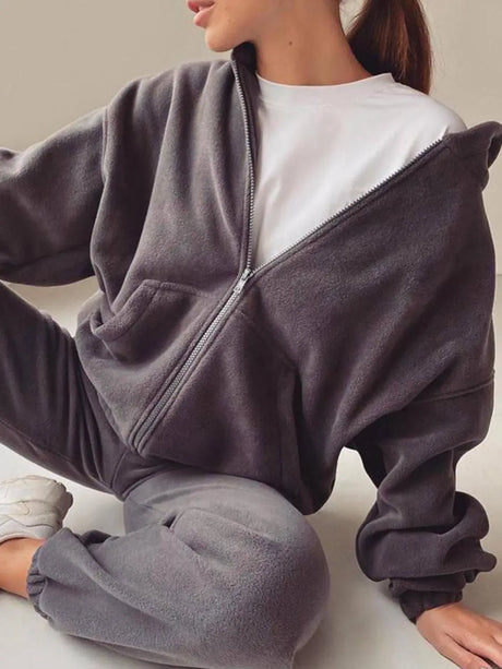 Zip Up Long Sleeve Hoodie and Joggers Set | Hanalas