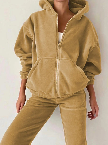 Zip Up Long Sleeve Hoodie and Joggers Set | Hanalas